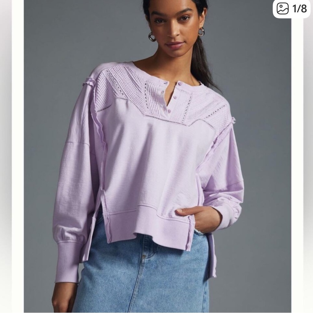 Anthropologie Pilcro Pintuck Pullover In Lilac